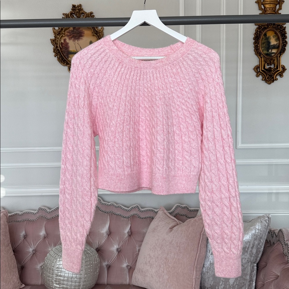 NWOT SINCERELY JULES PINK Cable Knit Women's Sweater SIZE M